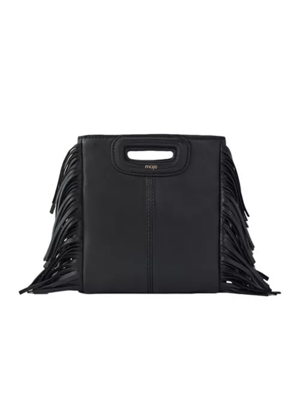 Maje Black Leather Fringe Bag